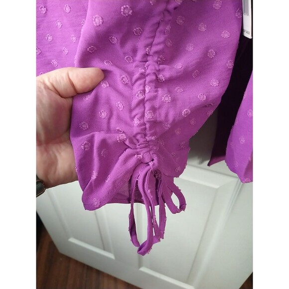 Counterparts Woman XL Purple Blouse Pullover Swiss Dot Runched Side - Picture 5 of 7